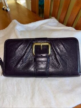 Coach Rare Purple Pebble Leather lavender Lining Zip Around Wallet